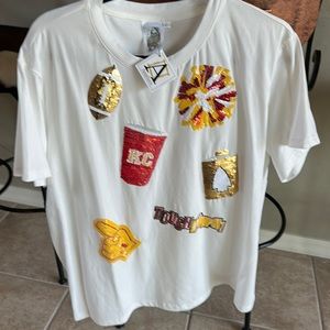 Queen of sparkles tee shirt with rhinestones and sequins on embellishments